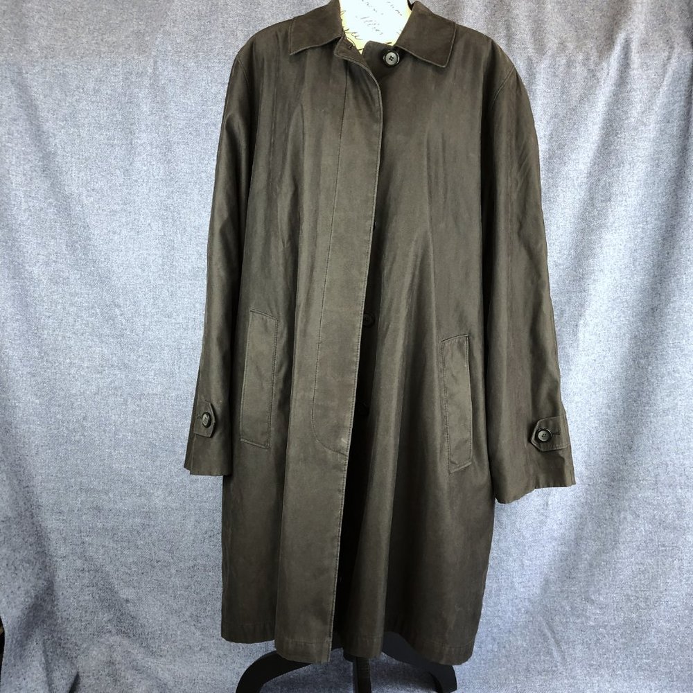 London Fog Suede Like Black Trench Coat Overcoat Women's 2X Reg